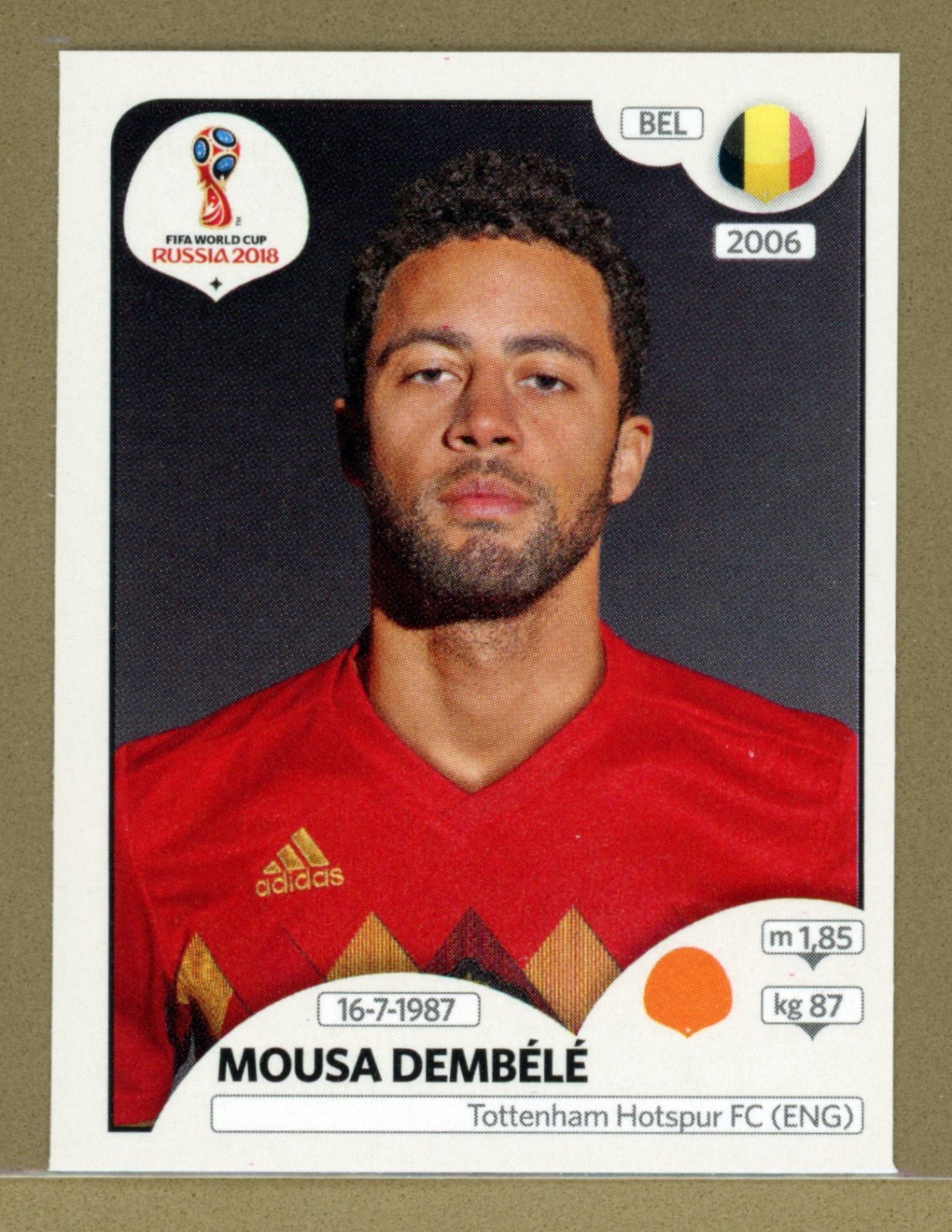 2018 Panini World Cup Soccer Russia Sticker Mousa Dembele BEL No. 525