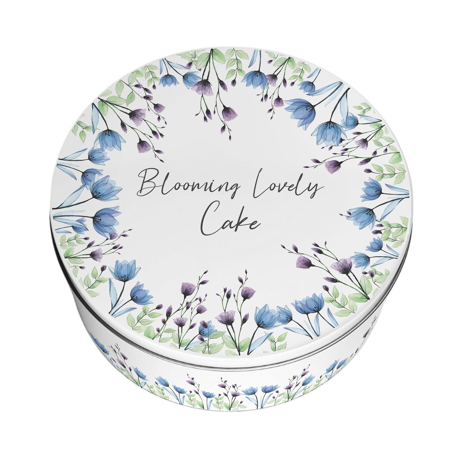 Blooming Lovely Large Cake Tin - Blue & Purple Floral Homeware Gifts