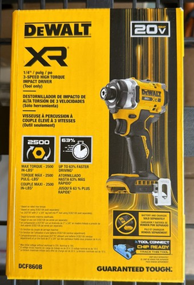 #ad DeWalt 20V MAX XR 1 4 Inch Cordless Impact Driver Bare Tool Only DCF860B $129.98
