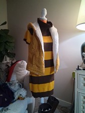Cool Girl Brown & Yellow Striped Dress Sz M
