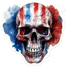 American Flag Skull - Vinyl Decal Sticker - Car Window Laptop - ebn9347