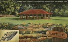 Newark Ohio Indian Flint Pit Flint Ridge State Park arrowhead linen postcard