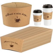 Kraft Paper Coffee Cup Sleeves 50 Packs - Coffee Sleeves, Disposable Corrugat...