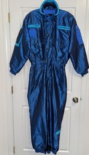 Vintage 90s Kaelin SOLAR A Mens Small Blue Iridescent Zip Ski Suit Runs Large