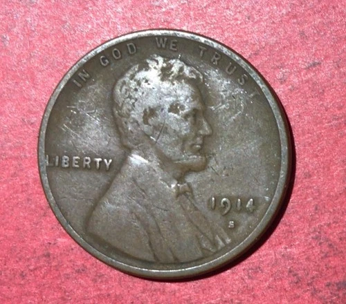 1914S US LINCOLN Cent! "San Francisco" Mint! VG! Lower Mintage! Old US Coin!