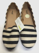 Capelli New York Women's Flats Black White Striped Memory Foam Size 9