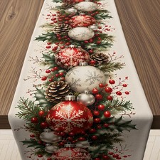 Christmas Decorations Table Runner - Xmas Balls 73 13.8inch, Snowflake