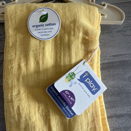 I play Organic Cotton Swaddle Blanket 47x47 NWT Baby Newborn Gift - Picture 1 of 6