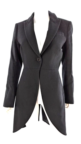 AllSaints Victorian Coat Black Tuxedo Tail Coat UK 10 12 Wool Cashmere Gothic