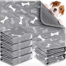 6pack Washable Pee Pads for Dogs 24 x 16 Inch 6Pack (24"x16"), Gray 