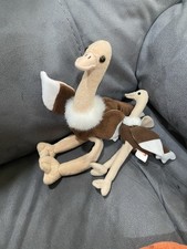 Lot Of 2 TY Ostrich Beanie Baby   STRETCH the Ostrich 11 in  6.5 in 1997  1993