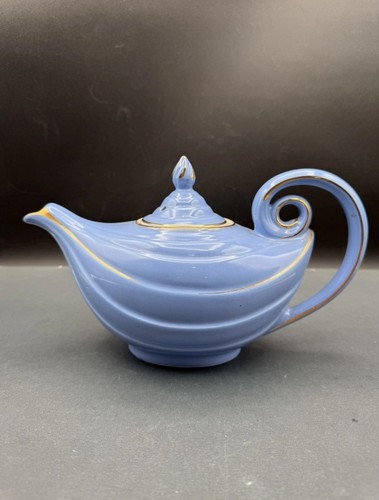 Vintage Hall Aladdin Blue Periwinkle Genie Style Tea Pot - 6 cup EC - Picture 8 of 9