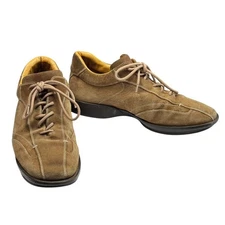 Santoni Suede Leather Lace Up Sneakers  Brown Mens Size 9 US