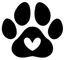 Vinyl Decal, Paw/Heart, Glossy Black, Various Sizes, Indoor/Outdoor