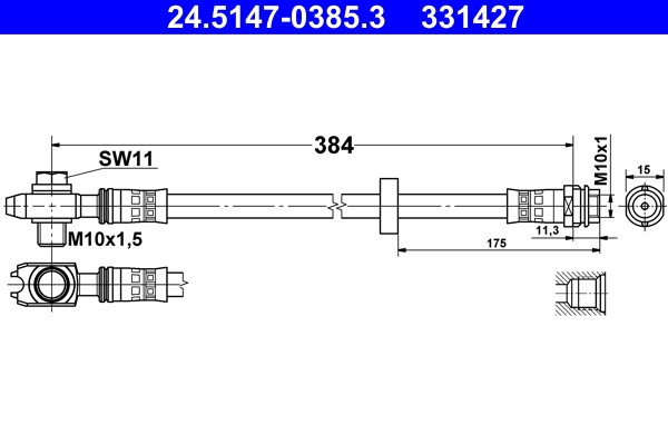 Fits ATE 24.5147-0385.3 HAM HOSE. ELAST. AROSA 6H 97-05, LUPO 98-05,  ⭐UK Stock⭐