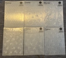 Anna Griffin 6 Embossing Folders Bunnies Heels Roses Clovers Hearts Butterflies