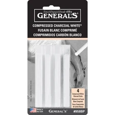 3 Pack - General's Compressed Charcoal Sticks 4/Pkg-White - 2B,4B & 6B - GP958BP