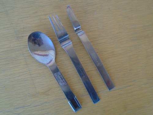 COLEMAN 3 Piece Fork Spoon & Knife ~ Compact Nesting Utensil Set ~ FREE SHIPPING