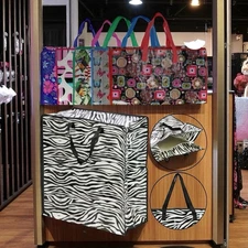 Oversized Reusable Tote Bag 25.5” Zipper – Zebra, Floral, Hearts, Tropical