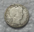 1907 S Barber Silver Quarter Dollar US 25c  Coin