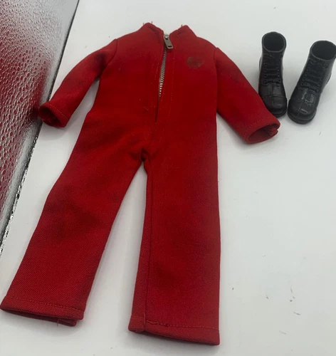 Vintage Hasbro GI Joe Adventure Team Red Jumpsuit Zip Up Outfit Boots Clothes