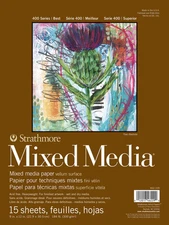 Strathmore 400 Series Mixed Media Paper Pad 9x12 15 Sheets Acid Free Heavyweight