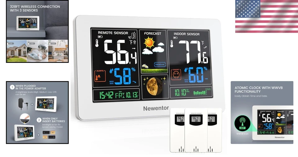 Comprehensive Wireless Weather Forecast Station with Color Display & Dual Alarms - Image 2 of 4