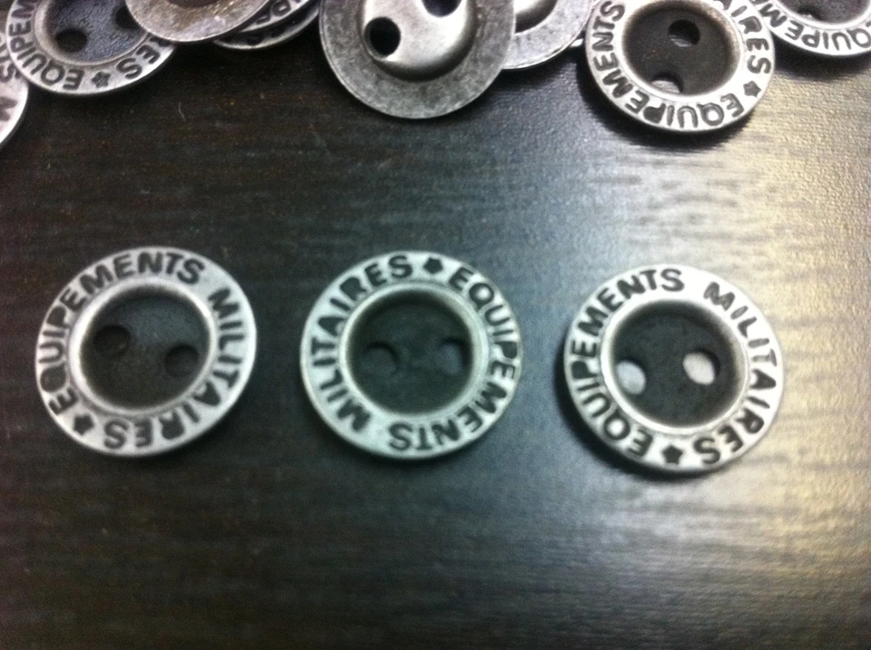 50 Vintage Shirting Metal Military Button Dark Gunmetal Finish 13/MM 1/2" 2hole - Image 2 of 2