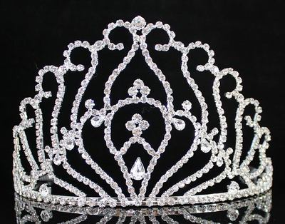 4.5''H PAGEANT BEAUTY QUEEN RHINESTONE CRYSTAL HAIR TIARA CROWN WITH COMBS T1293