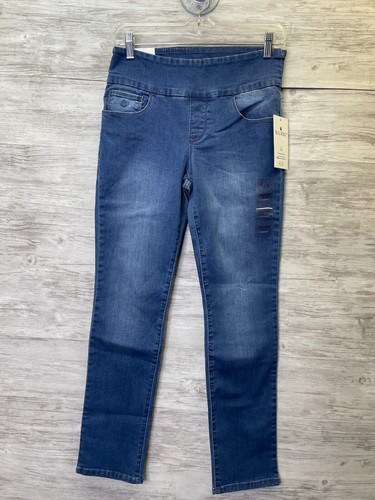 Gloria Vanderbilt Amanda Jeans 4 Short Womens Blue Denim Pull On Slimming