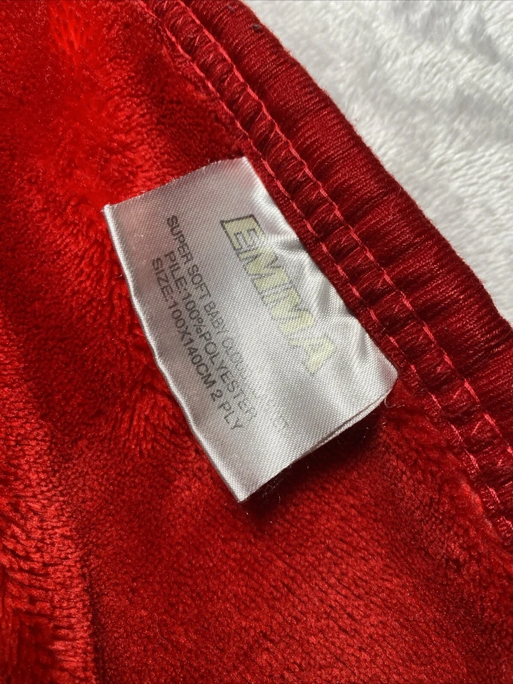 Manta de Colección EMMA Bebé Niños Oso Globos Perro Mariposa Rojo RARA 2 CAPAS Foto 3 de 4