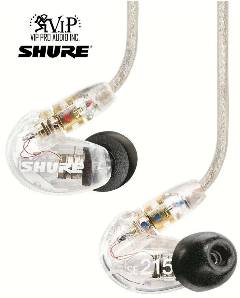 Auriculares/auriculares intrauditivos de monitoreo de DJ Shure SE215-CL con aislamiento de sonido transparente Foto 4 de 4