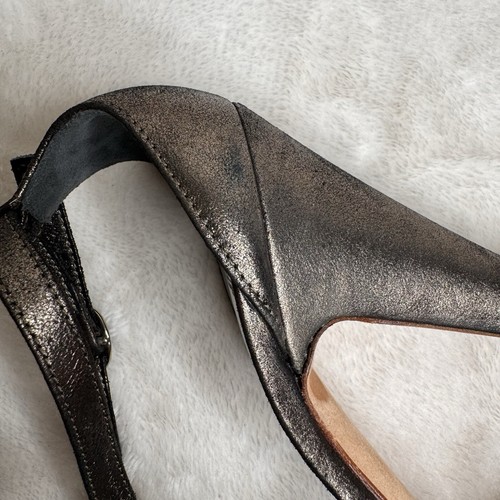 Giuseppe Zanotti Heels Size 37.5 Metallic T Strap Jewel Embellished Silver Glam - Picture 12 of 15