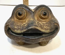 Vintage Otagiri Style Folkart Pottery Frog Toad Coin Bank
