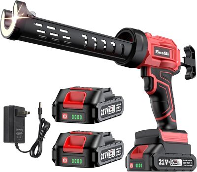Seesii Caulk Gun, Electric Dripless Caulking Gun Cordless Silicone  Gun 2XBattey