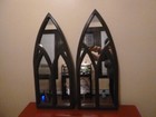 VICTORIAN/GOTHIC ~ CATHEDRAL STYLE BROWN WINDOW ~ PAIR of WALL MIRROR DECORE!!! — photo 2