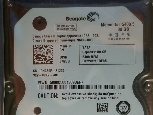 New - N230F ST980310AS 80GB 5.4K RPM 3G 8MB SATA 2.5" Hard Drive (113-2) - Picture 4 of 6