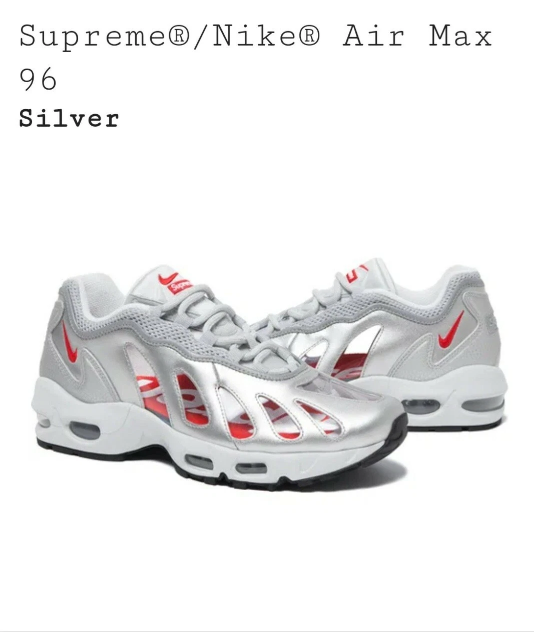 Supreme x Nike Air Max 96   UK 7,5   Neuf