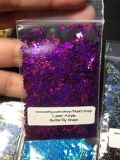 1OZ Solvent Resistant LASER PURPLE Butterfly Shape Glitter Nail Epoxy US Seller