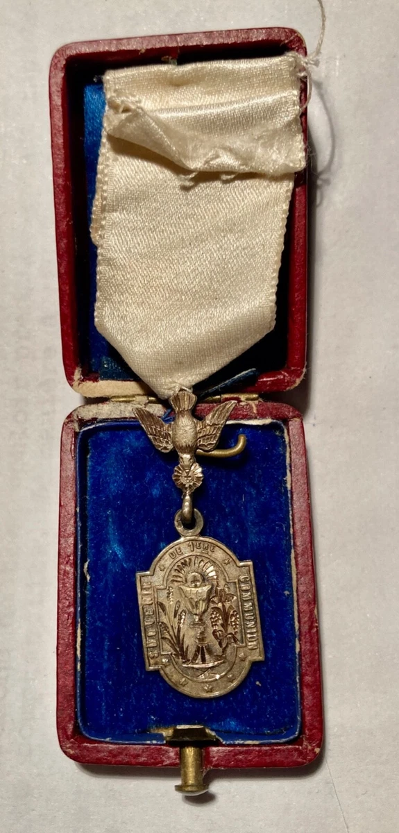 3 Médailles Reliquaires Anciennes En Argent Massif Cœurs Sacrés - Style Napoléon III, France XIXe