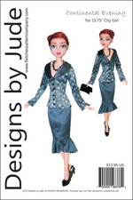 Continental Evening Doll Clothes Sewing Pattern 15.75" City Girl Dolls Tonner