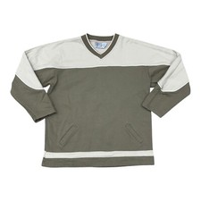 Vintage Utility Wear Knit V Neck Sweater Youth Size XL 14-16 Green Beige Pockets