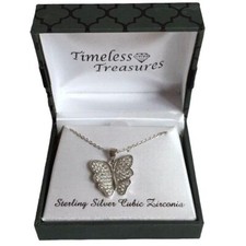 NEW Sterling Silver CZ Butterfly Necklace