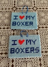 Handmade Needlepoint Sign I Love My BOXER BOXERS Dog Lover Gift item Brand New