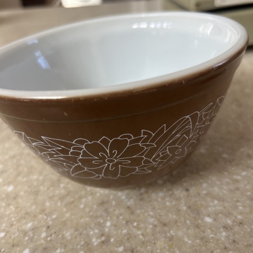 Vintage Pyrex Mixing Nesting Bread Bowl 401 Brown Woodland 1.5 Pint 750 ml 3.9z - Picture 8 of 8
