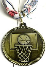 Basketball Free Throw First Place Medal Award Trophy w Lanyard Team Sports VTG