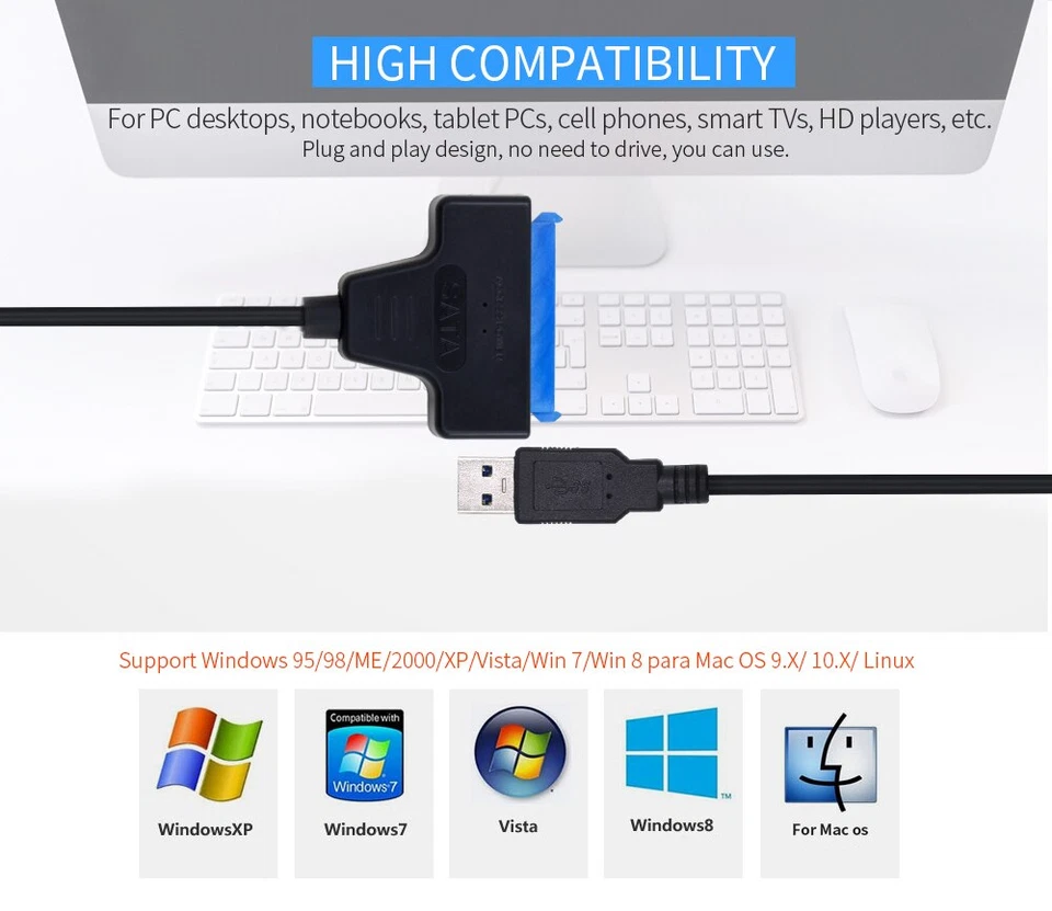 USB 3.0 to SATA adapter converter cable 22pin sataIII to USB3.0 adapters for ssd - Image 3 of 4