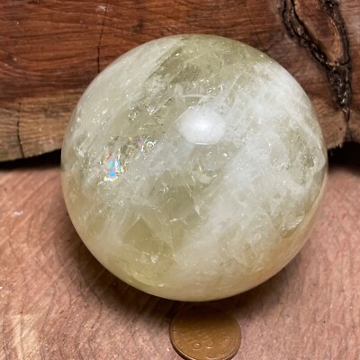 Beautiful Citrine (heated amethyst) Sphere Rainbows 473 Grams 70mm