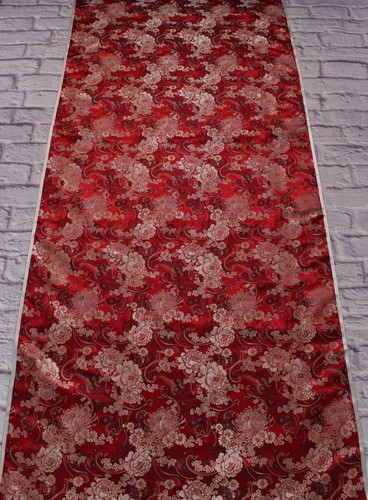 1960s/3.7 yard/Luxury vintage silk jacquard fabric/Red brocade,floral cloth - Picture 2 of 9