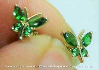 2Ct Lab-Created Marquise Round Cut Green Emerald Earrings 14k Yellow Gold Plated